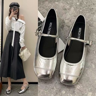 Giày Nữ Mary Jane Mùa Hè 2024 Phong Cách Mới Retro Tất Cả Trận Đấu Giày Đế Bằng Nhẹ