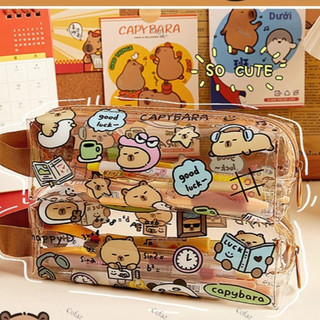 COFAZ Hộp bút chì trong suốt Kapibala, hộp bút chì hoạt hình, sức chứa lớn, chống thấm nước và bền