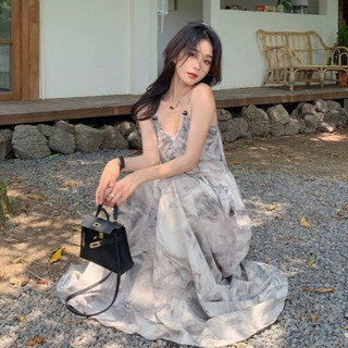 Váy treo nữ LIVE GREA phong cách Trung Quốc mới mỏng phiên bản Hàn Quốc cotton nguyên chất dài