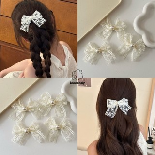 🥟ice🥟Vintage Ren Nơ Cá Mập Kẹp Tóc Nữ Kẹp Tóc Dây Buộc Tóc