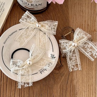 🥟ice🥟Vintage Ren Nơ Cá Mập Kẹp Tóc Nữ Kẹp Tóc Dây Buộc Tóc