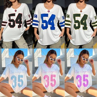  Áo THUN NỮ No. 54 NO.35 Áo thun cổ chữ V dáng rộng Áo thun OverSize Thương hiệu địa phương Áo thun bóng rổ áo bóng đá 