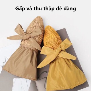 🔥Phiên Bản Hàn Quốc Mùa Hè Vinyl Xô Mũ Nơ Mũ Chống Nắng Du Lịch Ngoài Trời Bãi Biển Vành Lớn Che Mặt Mũ Chống Nắng Nữ