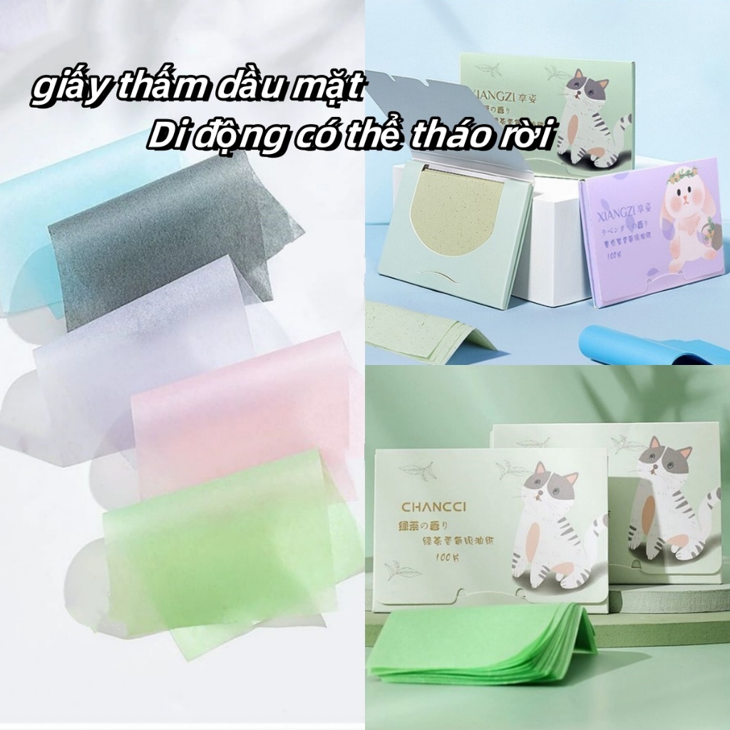Giấy thấm dầu mặt 100 miếng Giấy thấm dầu di động có thể tháo rời