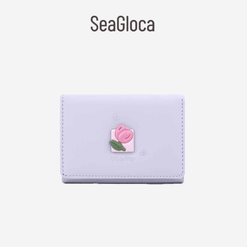 Seagloca Mới Dễ Thương Zero Ví Nhỏ Phần Cứng Hoa Gấp Ví Nữ