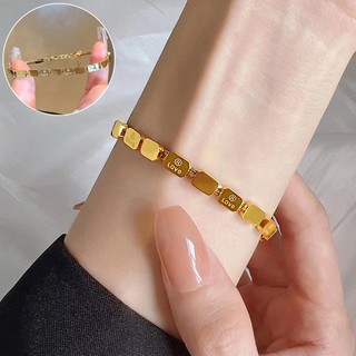 Mới Phong Cách Hàn Quốc Nhỏ Vuông Tình Yêu Chữ Rắn Xương Dây Xích Vòng Tay Nữ Cao Cấp Thép Titan Thiết Kế Cá Tính Và Thời Trang Người Yêu Quà Tặng Vòng Tay Tinh Tế