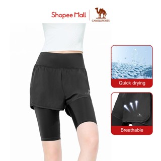 CAMELSPORTS Giả Hai Mảnh Nhanh Khô Tập Yoga Thể Thao Quần Short Co Giãn Ngoài Quần bó sát