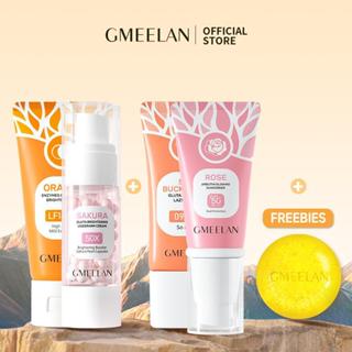GMEELAN 5PCS Gel Tẩy Tế Bào Chết Da Mặt 50g+Kem Dưỡng Nách Sakura Underarm Cream 30g Kem hỗ trợ dưỡng sáng nách+Kem Glutathione 30g +Chiba Rose Kem chống nắng 30g+Xà phòng 100g