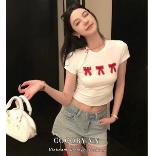 Cocorygirl Quần áo nữ Hàn Quốc Áo nơ mỏng mùa hè