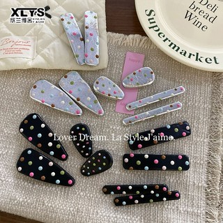 Xin LAN YA SHE Nữ màu mới chấm bi BB kẹp tóc ngọt ngào và dễ thương bangs bên kẹp phụ kiện tóc