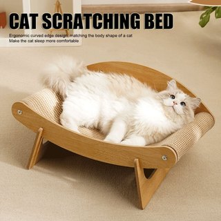Elsabell. Giường cào cho mèo Cấu trúc bằng gỗ Chống trầy xước Tông Cat Scratching Pad Phòng chờ Giường cho tất cả các giai đoạn Giường Sisal cho mèo