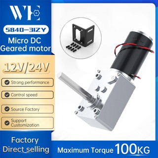 5840-31zy-51 Động cơ chải 12V / 24V Tốc độ điều chỉnh phía trước và lùi 7RPM ~ 470RPM Chiều dài trục 51MM Mô-men xoắn cao Worm Gear DC Motor Cửa bàn xoay Tự khóa