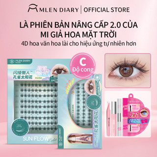 Mlen Diary lông mi giả tái sử dụng Mi hướng dương khổng tước Lông mi giả,9-12mm,C cong,Một cụm lông mi cho người mới,Lông mi trên và dưới,Tái sử dụng,Mô phỏng tự nhiên, nâng cấp lông mi giả phiên bản 2.0