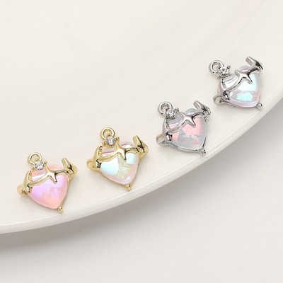 [14x17mm] Mặt dây chuyền trái tim bằng kính màu Hợp kim hình tình yêu Charm DIY Mặt dây chuyền cho đồ trang sức DIY Thủ công Làm vòng cổ Vòng tay Phụ kiện bông tai