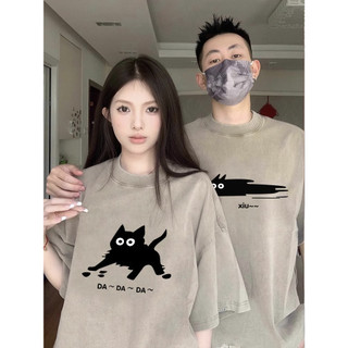HIIXIIVI Thương Hiệu Mới 100% Cotton Unisex Áo Thun Nữ Tay Ngắn Nam Nữ Baggy Cổ Tròn Rời In Độc Đáo Cặp Đôi Tee