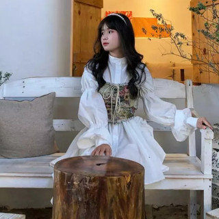 Váy kiểu sơ mi dáng xoè phối kiểu xếp ly thời trang trẻ trung