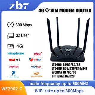 ZBT 300Mbps wifi không dây 4g  LTE Modem với khe cắm thẻ SIM Trang chủ 2.4Gbps wifi Router