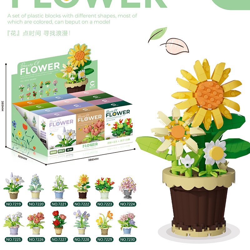 Khối xây dựng lắp ráp hoa vĩnh cửu Đồ chơi xếp hình bé gái Quà tặng