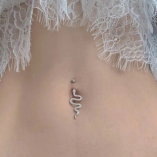 Brroa Khuyên Rốn Hình Rắn Đính Đá zircon Cá Tính