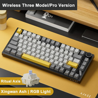 Ajazz Ak820 Pro Nhiều màu lựa chọn RGB Tri-Mode Gaming Kết cấu mịn Bàn phím cơ 82 Nâng cấp phím Bàn phím game thủ không dây Vòng đệm tùy chỉnh cho máy tính xách tay Pc