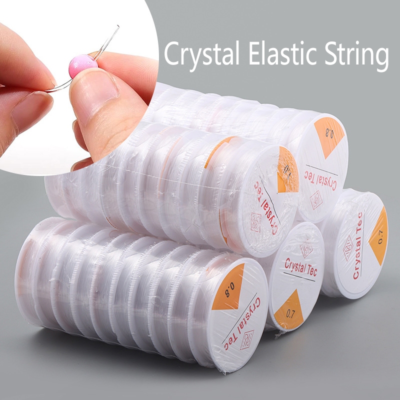 0.4 / 0.5 / 0.6 / 0.1 / 0.8 / 1.0mm Dây pha lê đàn hồi trong suốt Dây đính cườm Dây chỉ để làm đồ trang sức Phụ kiện vòng tay DIY