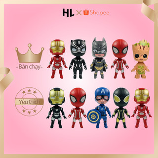 Marvel Anh hùng Set 5 Avengers Biệt đội siêu anh hùng Mô Hình Nhân Vật -Spider Man,Iron Man,Captain America, Black Panther, Batman & Groot