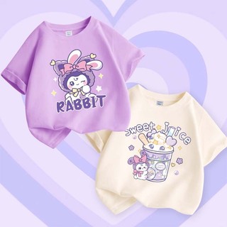 WGQ Áo thun bé gái áo phông bé gái áo phông cho bé gái áo bé gái áo phông bé gái size đại bộ cotton bé gái áo koromi bé gái áo kuromi cho bé gái