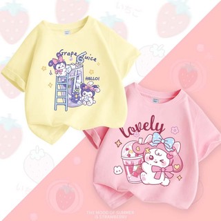 WGQ Áo thun bé gái áo phông bé gái áo phông cho bé gái áo bé gái áo phông bé gái size đại bộ cotton bé gái áo koromi bé gái áo kuromi cho bé gái