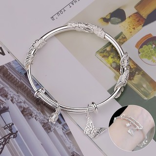 Vòng tay mặt dây chuyền sang trọng ánh sáng bướm bạc phong cách Trung Quốc, vòng tay rắn bạc nữ làm quà tặng cho vòng tay bạc sinh nhật của bạn gái cao cấp thời trang