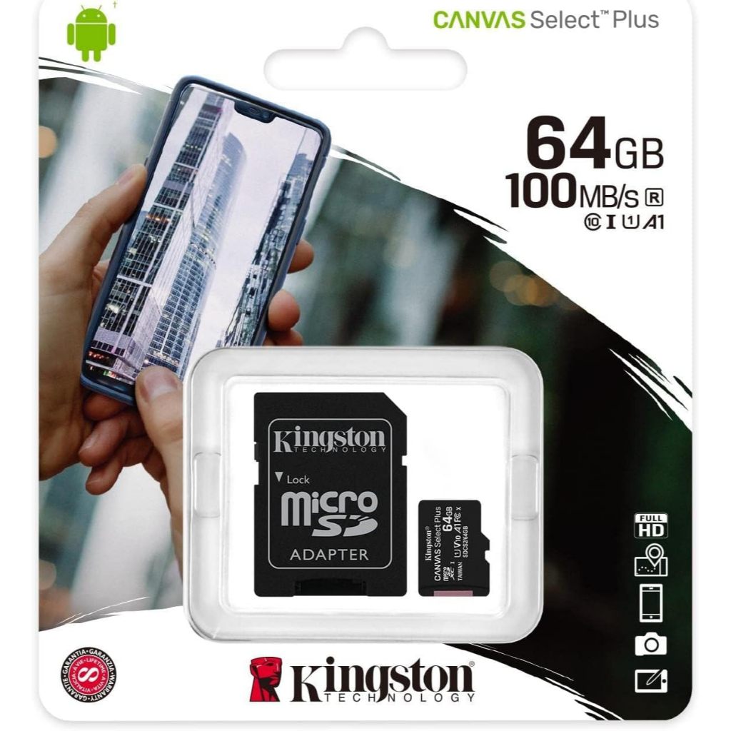 Thẻ nhớ Kingston 256GB TF Mini Canvas Select Plus microSDXC | Lên đến 100MB / giây | A1 Lớp 10 UHS-I | Với bộ chuyển đổi | Sdcs2 / 64gb