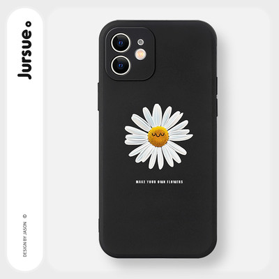 Ốp lưng JURSUE mềm chống bẩn hoa đơn giản màu đen cho iPhone 17 16 15 14 13 12 11 Pro Max SE 2020 X XR XS ip 8 7 Plus kute Y5222