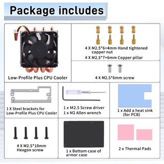 Bộ làm mát CPU 52Pi Low-Profile Plus cho quạt CPU Raspberry Pi 5