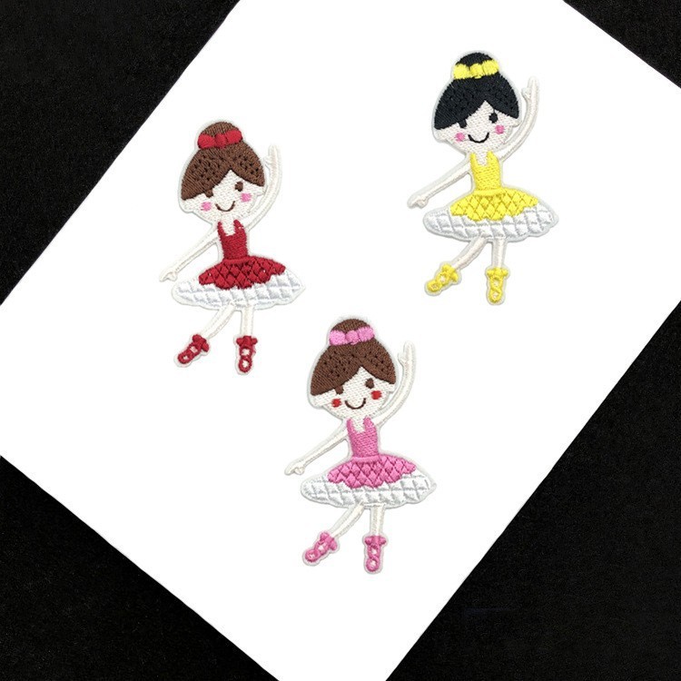 7 * 4CM The Dancing Girl Applique Patch Thermocollant, Hoạt Hình Dễ Thương Bé Gái Vải Thêu Sắt Trên Miếng Dán Cho Áo Sơ Mi, Quần Áo