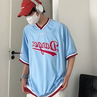 Cổ Chữ V Thoáng Mát Đẹp Trai Băng Lụa Tay Ngắn Nam Nữ Áo Thun Nữ Thời Trang Đẹp Trai Nam Jersey Thêu In Nhiều Màu Phong Cách Hàn Quốc Ins Rộng Hồ Sơ