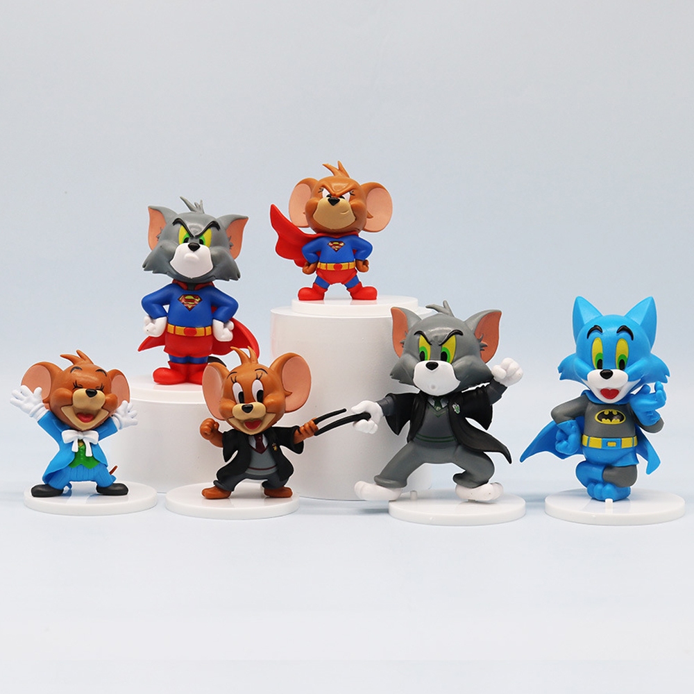 6 Cái / bộ 6.5-9.5cm Anime Mèo Và Chuột Hình Cosplay Siêu Nhân Batman Harry Potter Q Phiên Bản PVC N
