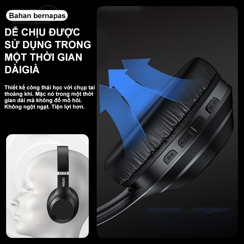 Tai nghe Bluetooth chụp tai BRIDIO TH10 BT5.3 Âm thanh HD Giảm nhiễu Có thể gập lại có dây IP Lenovo | BigBuy360 - bigbuy360.vn