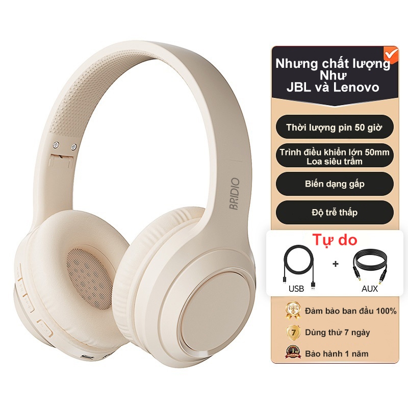 Tai nghe Bluetooth chụp tai BRIDIO TH10 BT5.3 Âm thanh HD Giảm nhiễu Có thể gập lại có dây IP Lenovo | BigBuy360 - bigbuy360.vn