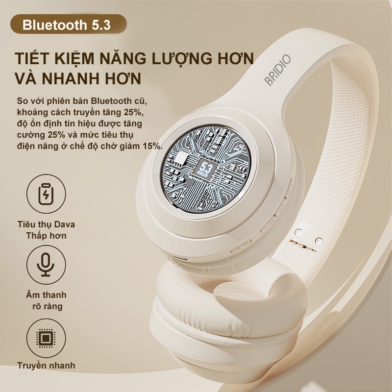 Tai nghe Bluetooth chụp tai BRIDIO TH10 BT5.3 Âm thanh HD Giảm nhiễu Có thể gập lại có dây IP Lenovo | BigBuy360 - bigbuy360.vn