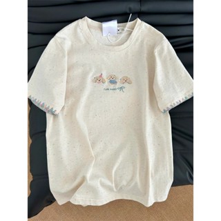 Áo thun ngắn tay cotton nguyên chất phong cách ngọt ngào hoạt hình dành cho nữ có phong cách thiết kế mùa hè, cá tính thích hợp, dáng vóc nhỏ