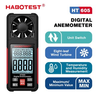 Máy đo tốc độ gió kỹ thuật số habotest ht605 màn hình lcd hiển thị nhiệt độ và độ ẩm
