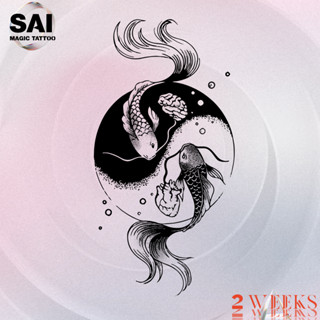  Miếng dán hình xăm tạm thời SAI MAGIC TATTOO 18CM×11CM chống thấm nước lâu trôi lên đến 2 tuần ,Cổ tay Cánh tay Đùi Chân,Tai Chi Yin and Yang Cá chép Cá Koi 278 