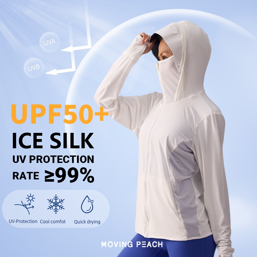 MOVING PEACH Nữ Áo Khoác Chống Tia UV Thư Giãn Phù Hợp Với Cảm Giác Thoáng Mát Chạy Ngoài Trời Full-zip Áo Khoác Thể Thao Có Túi ASY