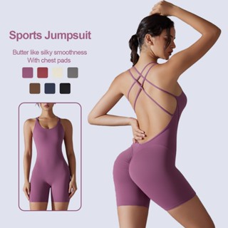 Nessaj Nữ Thể Thao Áo liền quần Rỗng Lưng Tập Thể Dục Phù Hợp Với Phòng Tập Gym Trang Phục Tập Luyện Hip Lift One Piece Yoga