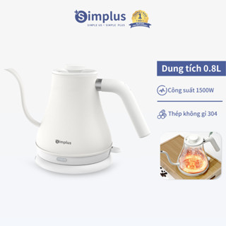 Simplus Ấm pha cà phê Ấm đun siêu tốc thép không gỉ 304   0.8L Vòi nước dài  Ấm đun siêu tốc cổ ngỗng  Phù hợp dùng cho cà phê phin  Tự tay pha cà phê và trà DRSH009