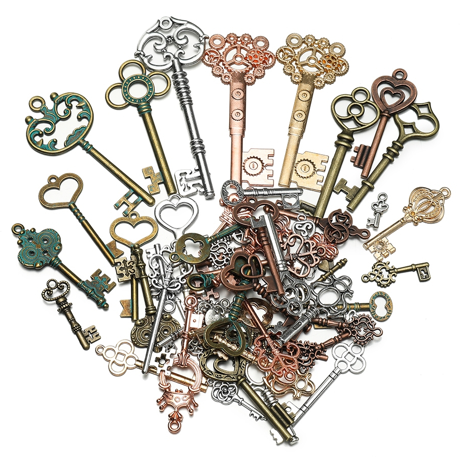 St.kunkka 20g (7 ~ 85mm) Mặt dây chuyền chìa khóa bằng đồng cổ điển Mặt dây chuyền chìa khóa hợp kim cổ điển cho mặt dây chuyền trang sức DIY Đồ thủ công lưu niệm