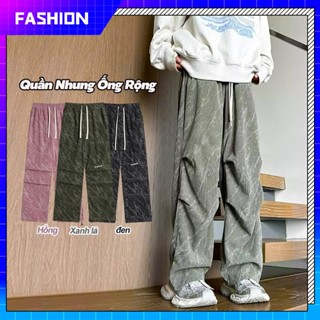 Quần vải nhung nam họa tiết bigsize Quần Ống Rộng thời trang quần dài