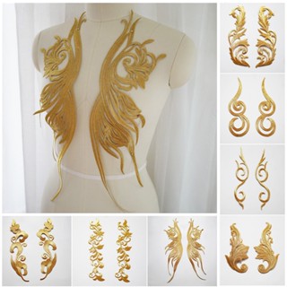 2 Chiếc Thêu Vàng Bạc Đính Ren Viền Vải Áo Cổ May Sắt Trên Miếng Dán Cao Quý Cho Đám Cưới Quần Áo Trang Trí Đầm Thủ Công DIY