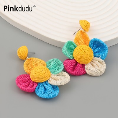 Pinkdu Dệt Bông Tai Giọt Hoa Lớn Mùa Hè Ngọt Ngào Nhiều Màu Sắc Tòn Ten Bông Tai Trang Sức Quà Tặng Cho Nữ PD1930