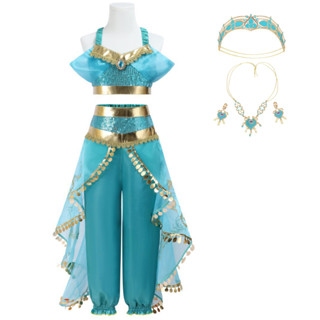 Bé Gái Hoa Nhài Trang Phục Công Chúa Ả Rập Đầm Trẻ Em Tiệc Sinh Nhật Giáng Sinh Lạ Mắt Đầm Bé Jasmine Cosplay Quần Áo 2-10 Tuổi