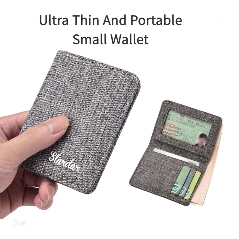 Ví vải Unisex, hình dạng dọc mini, ví nhỏ gọn dành cho nam và nữ với nhiều ngăn đựng thẻ